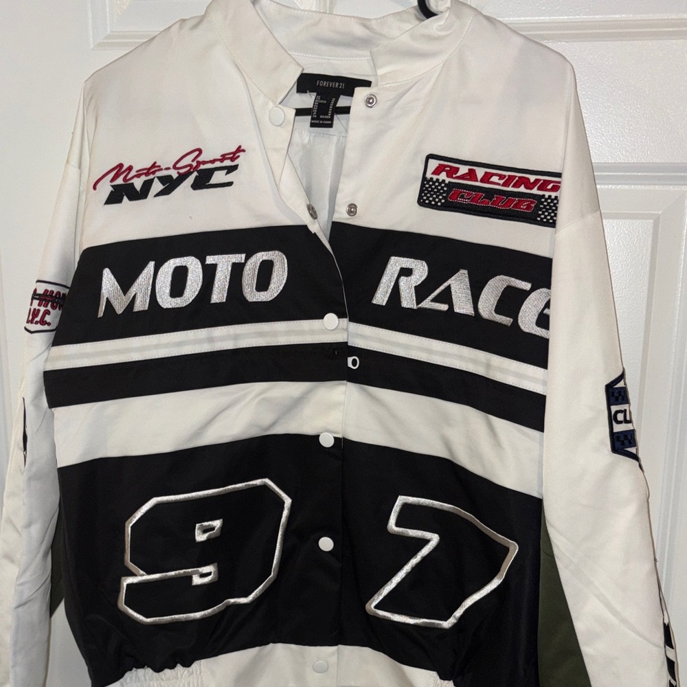 Y2K Moto Racing Jersey Style Top Streetwear Graphic Black White